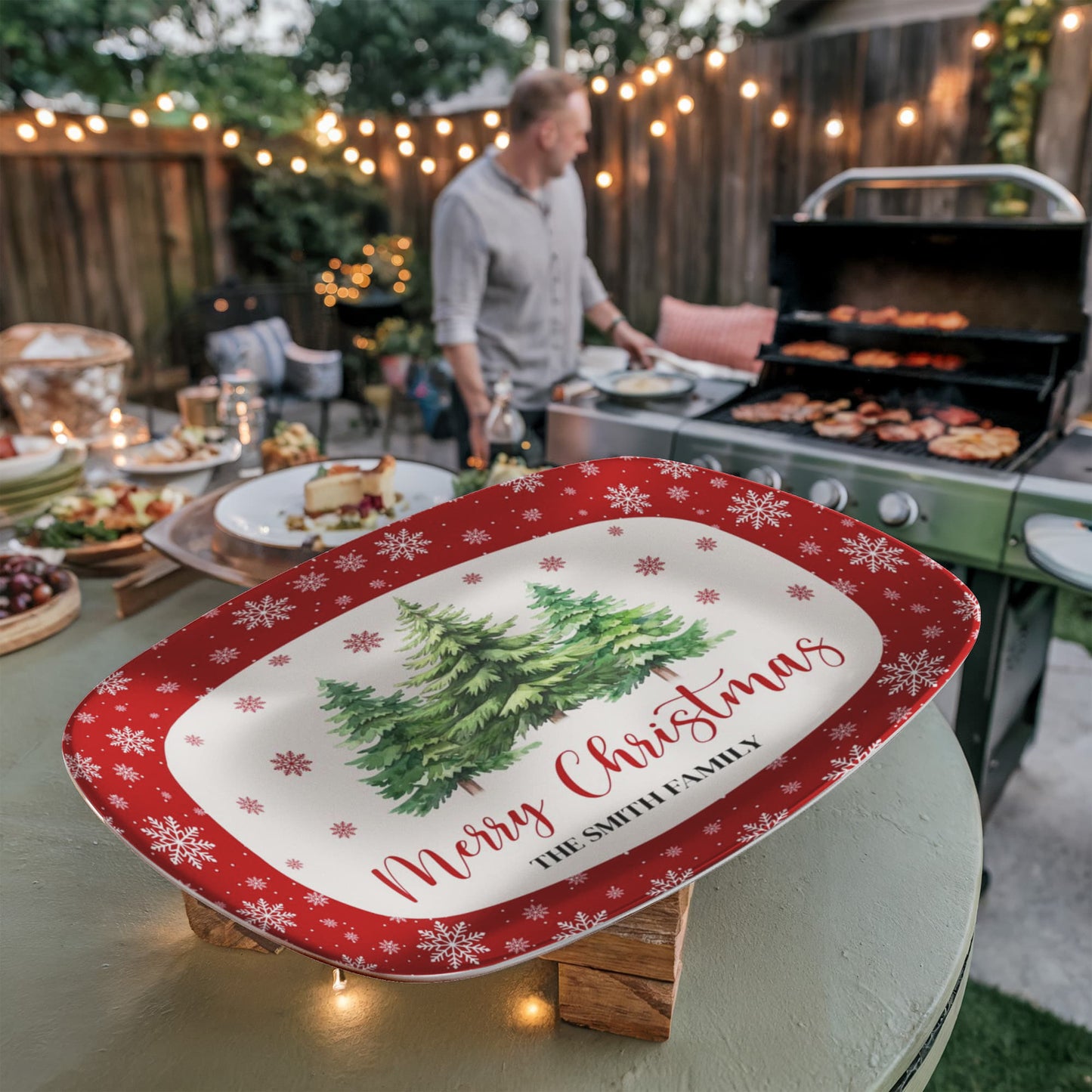 Personalized Christmas Serving Platter, Family Name Holiday Tray, Custom Christmas Platter, Holiday Decor Gift, Festive Serving Dish