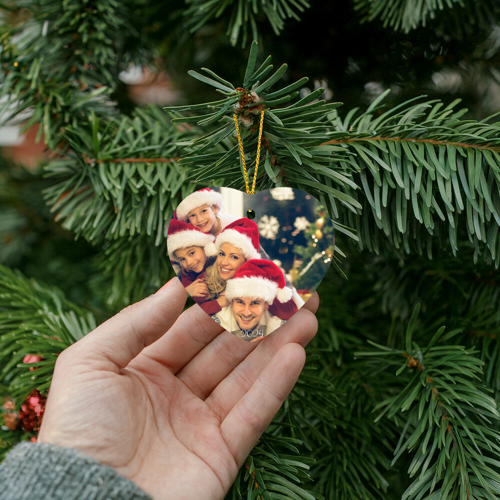 Personalized PHoto Gloss Heart Ornament-[Heartfelt Family Gift]