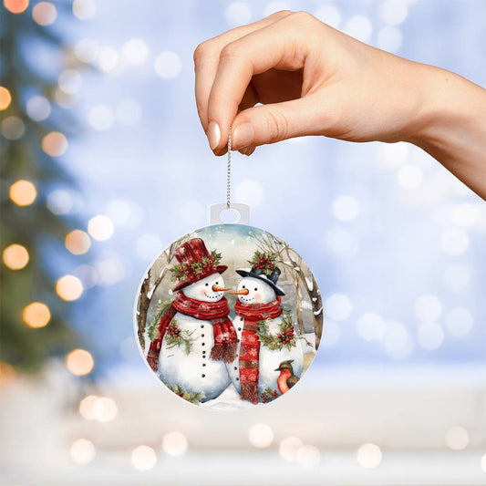 Snowmen Acrylic Christmas Ornament-[Heartfelt Family Gift]