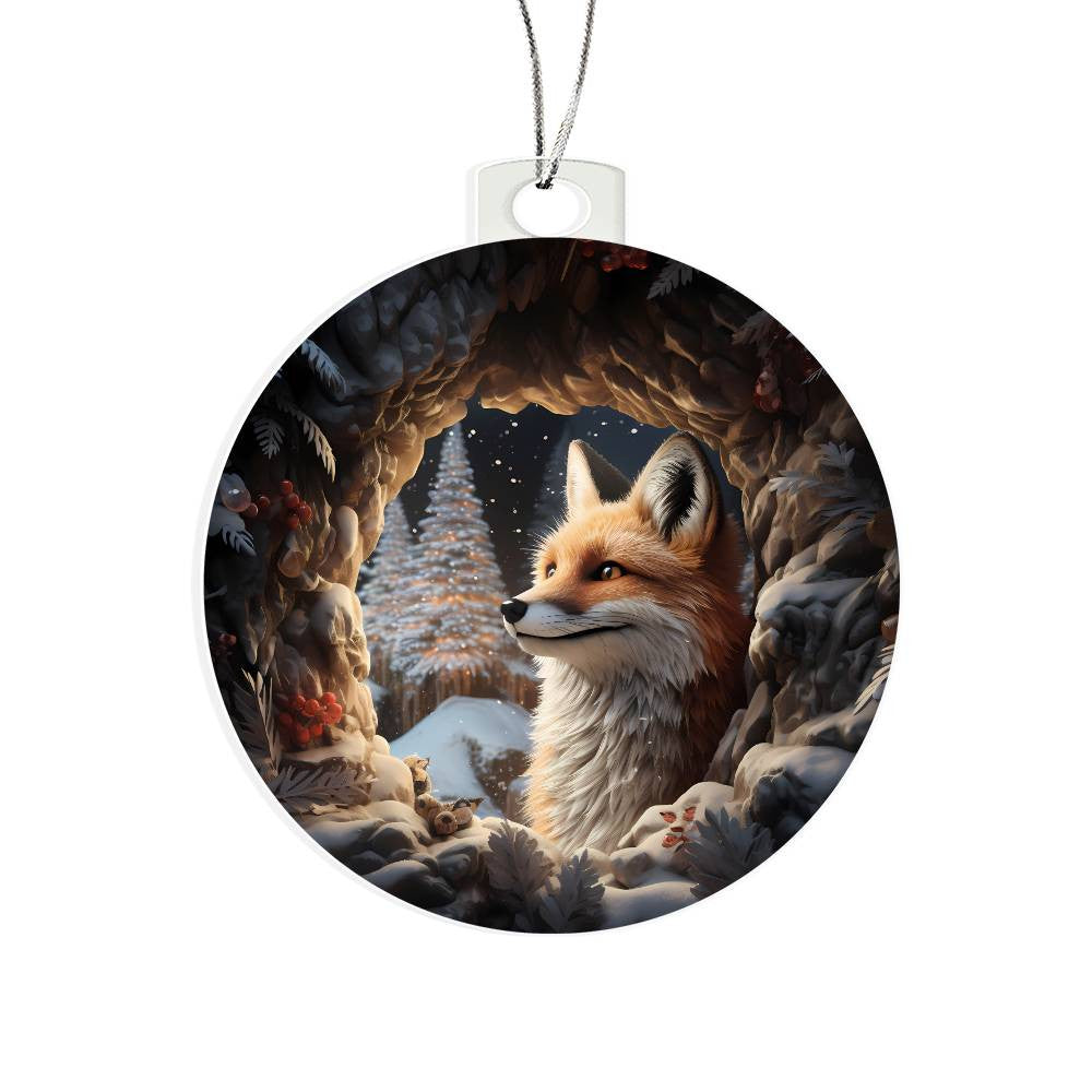 Red Fox Acrylic Christmas Ornament-[Heartfelt Family Gift]