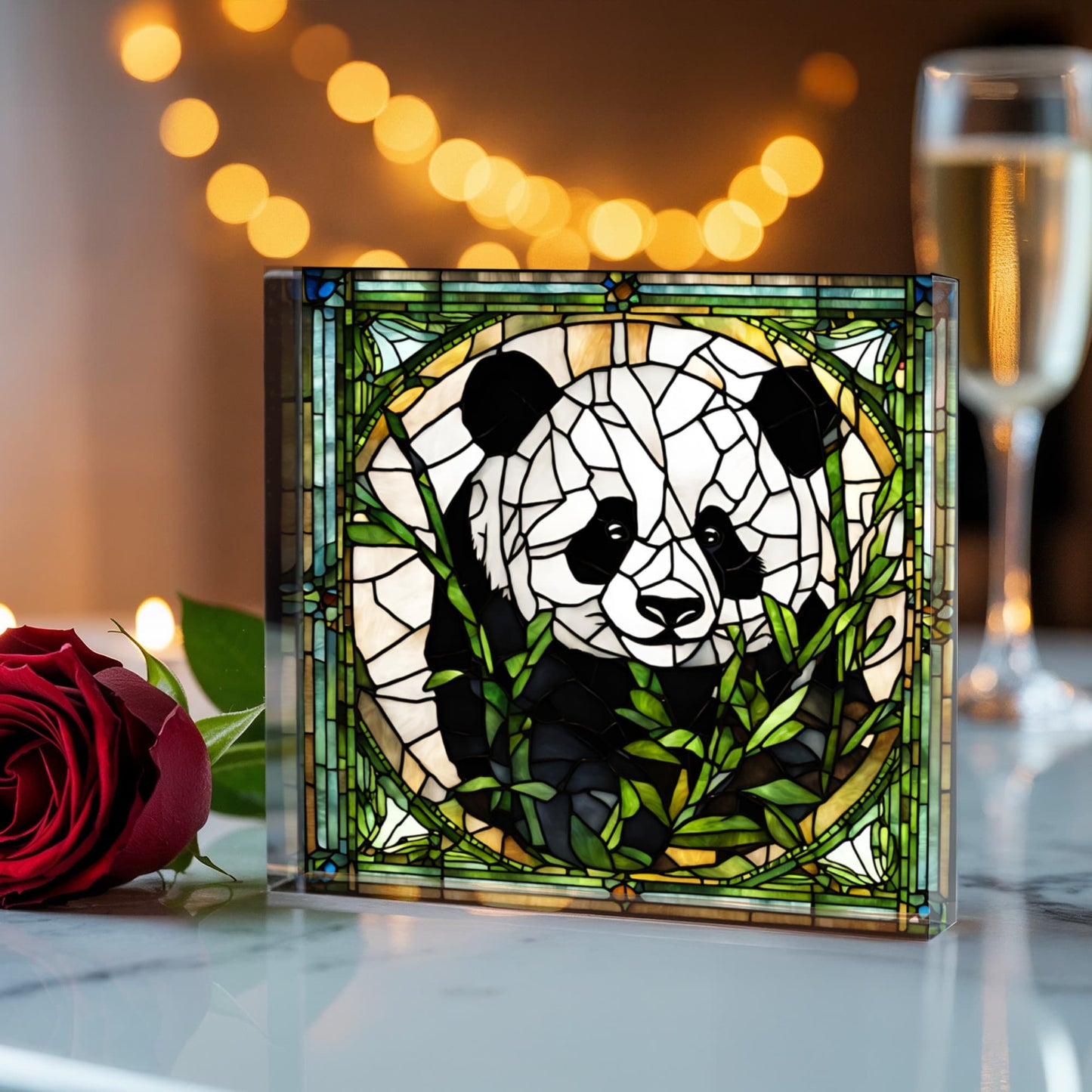 Panda Acrylic Plaque, Stained Glass Style Decor, Nature Wall Art, Animal Lover Gift, Panda Home Decor, Unique Gift for Friends
