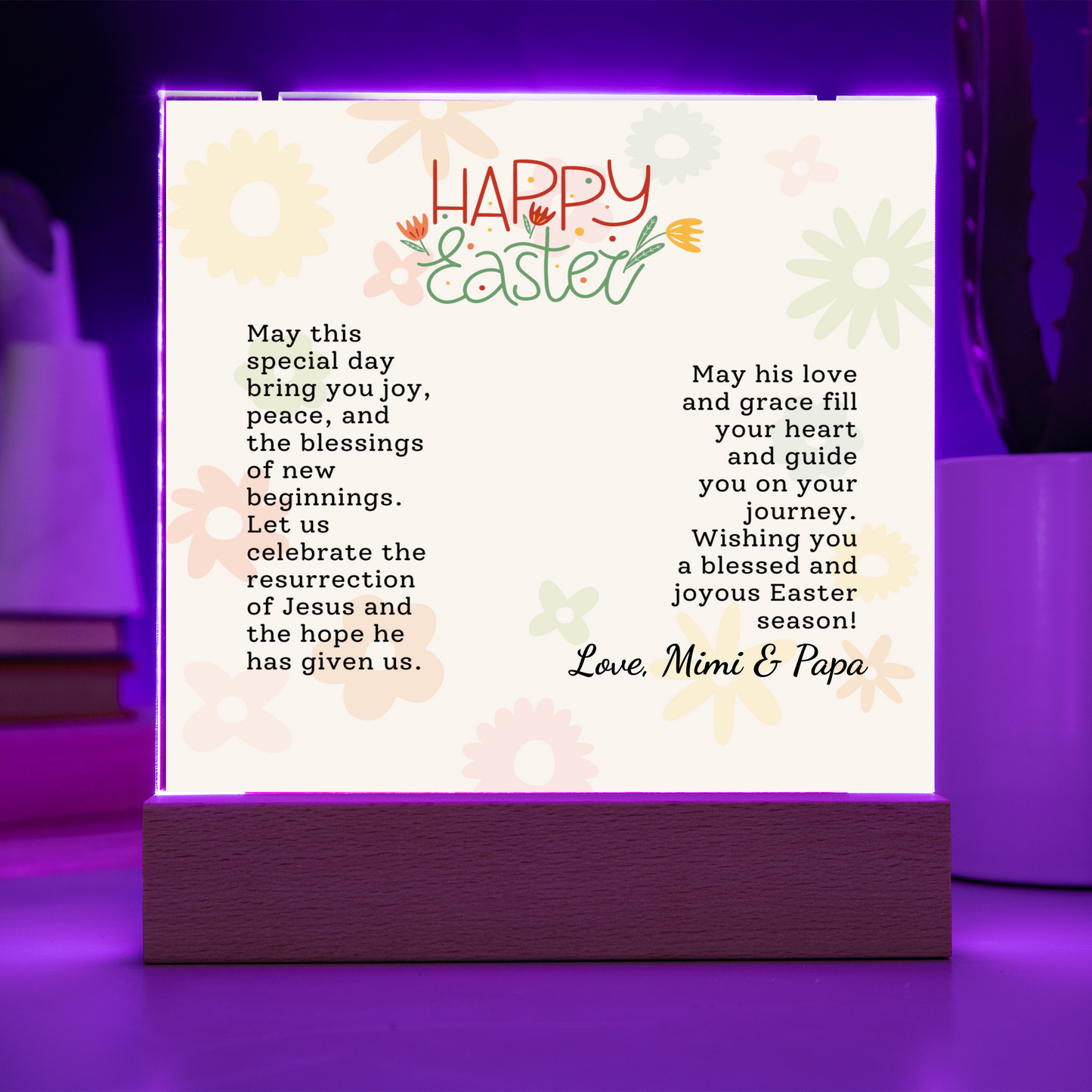 Easter Gift Cross Necklace with Lighted Acrylic Sign