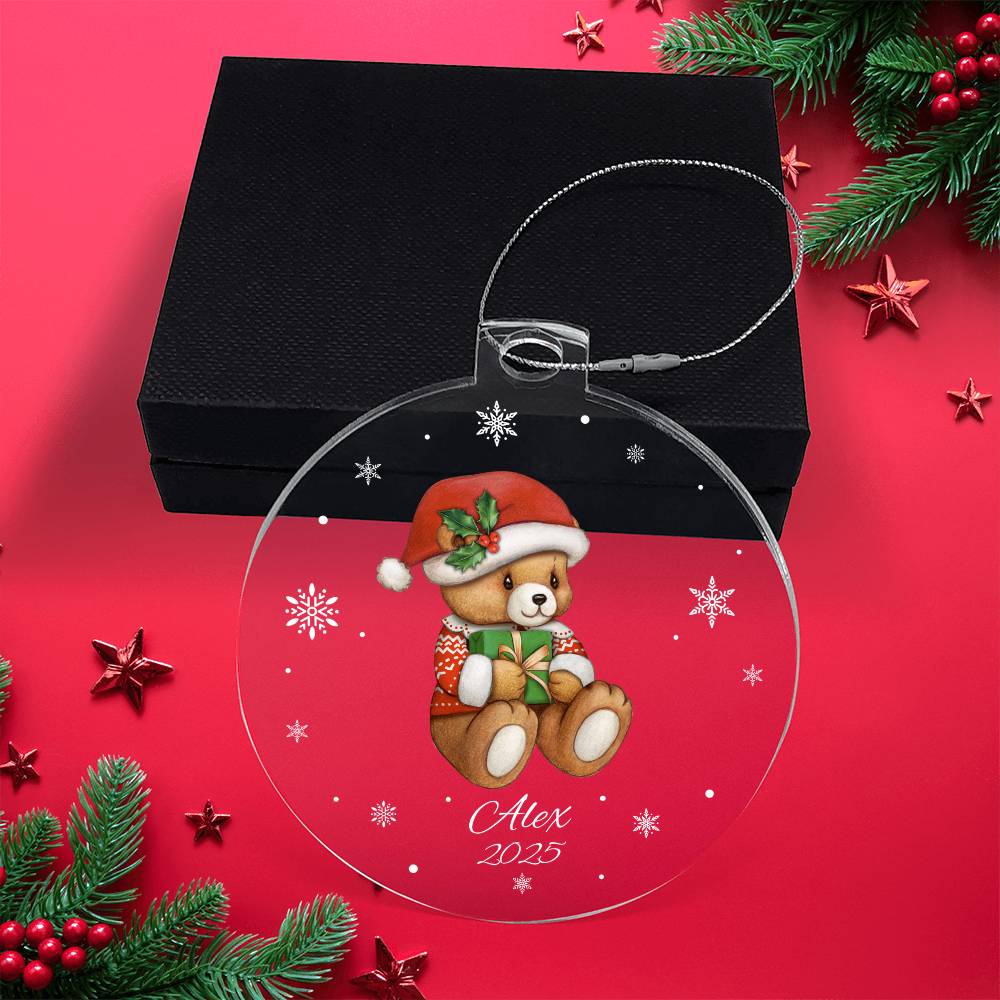 Teddy Bear Snowflake Christmas Ornament