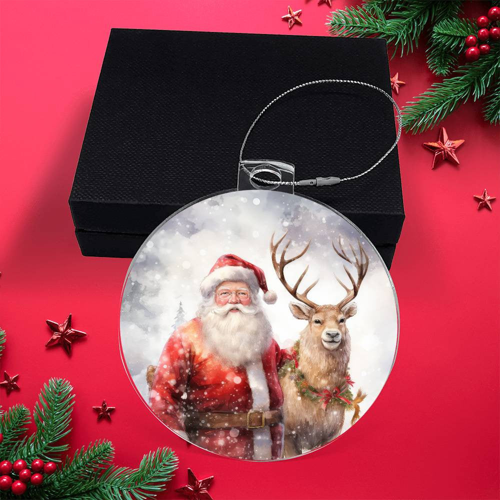 Santa Reindeer Acrylic Christmas Ornament-[Heartfelt Family Gift]