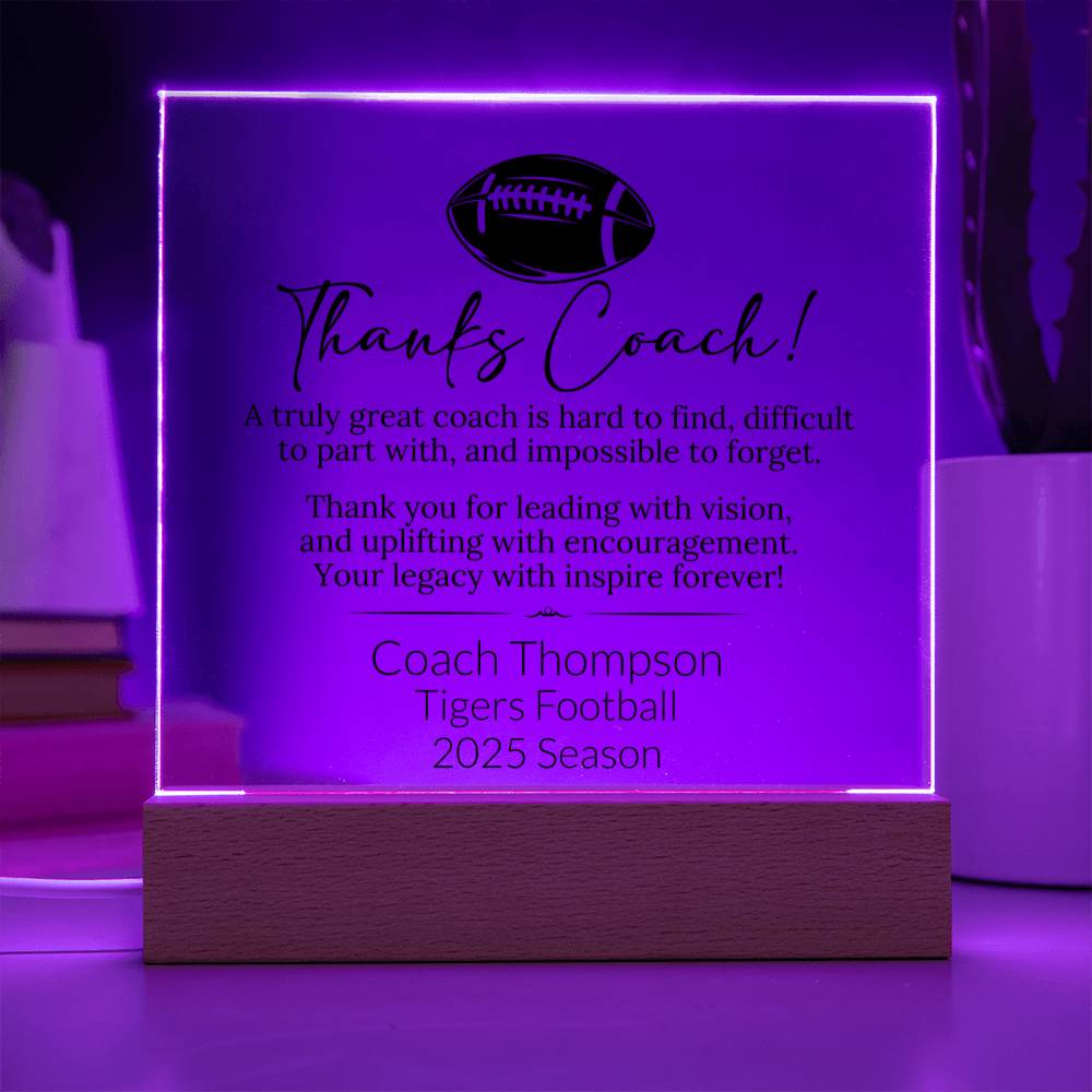 Football Coach Acrylic Square Plaque