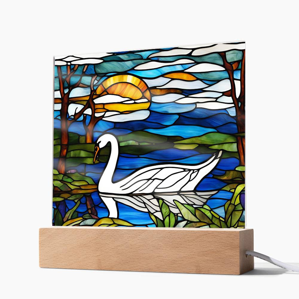 Swan Lake Scene Acrylic Square Plaque-[Heartfelt Family Gift]