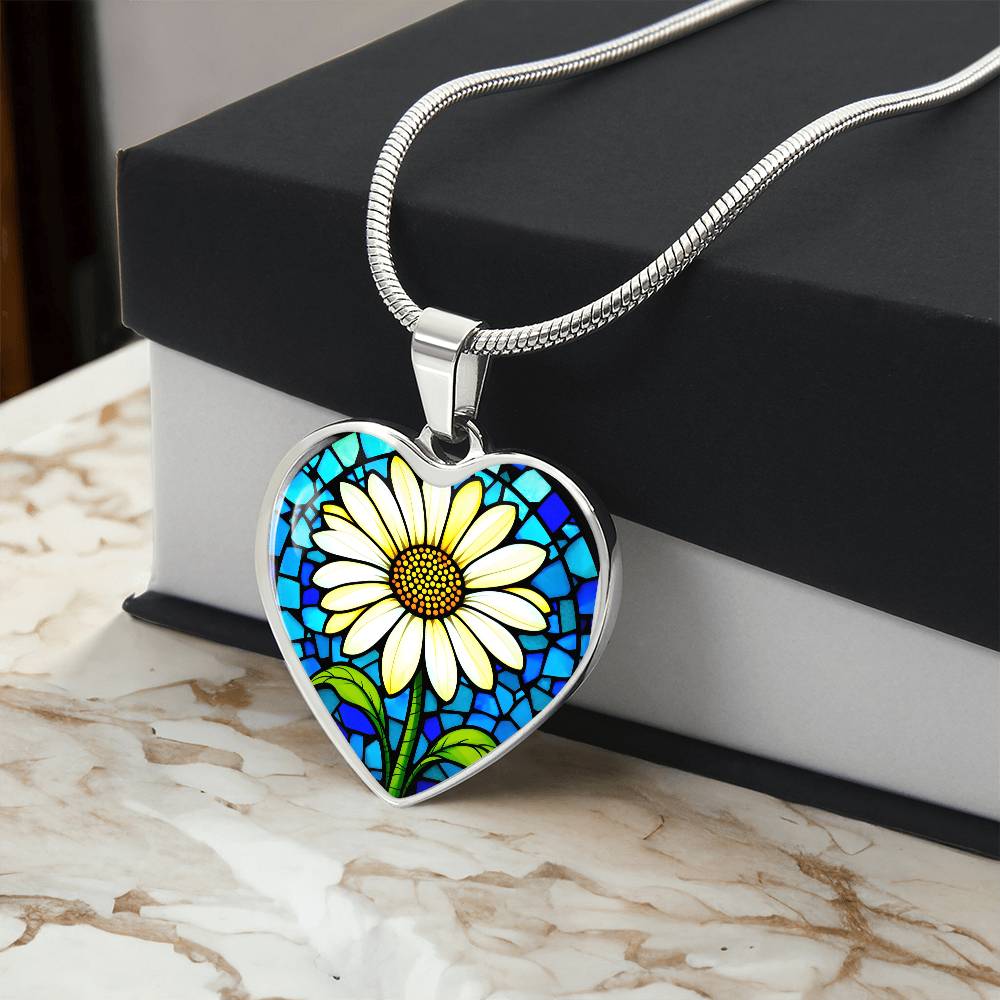 Sunflower Floral Necklace with Engraving