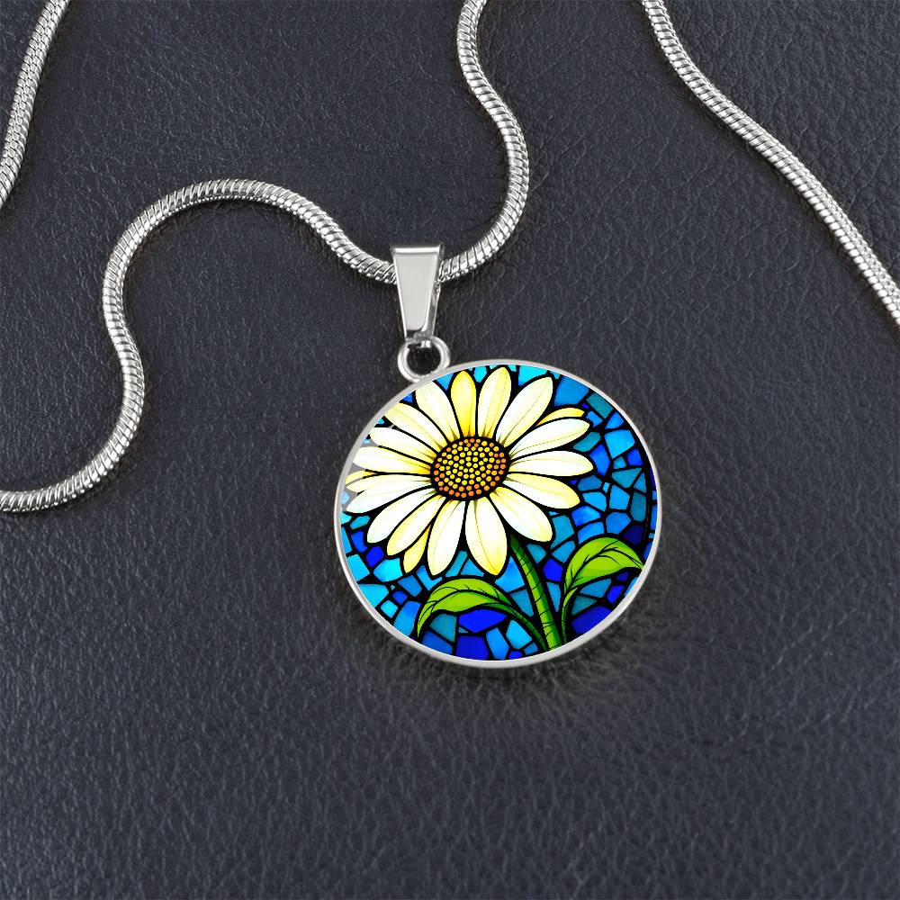 Sunflower Floral Necklace with Engraving