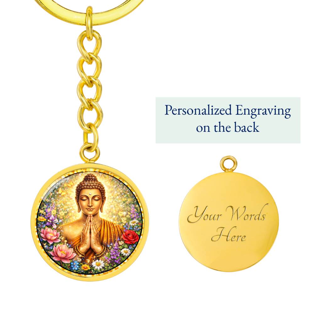 Buddha Engraved Necklace Bracelet or Keychain
