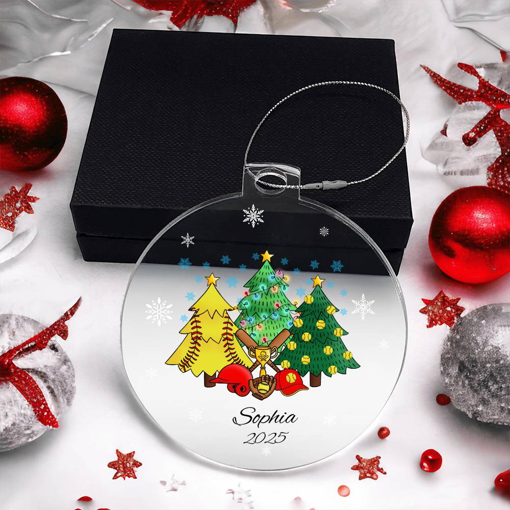 Softball Christmas Tree Ornament