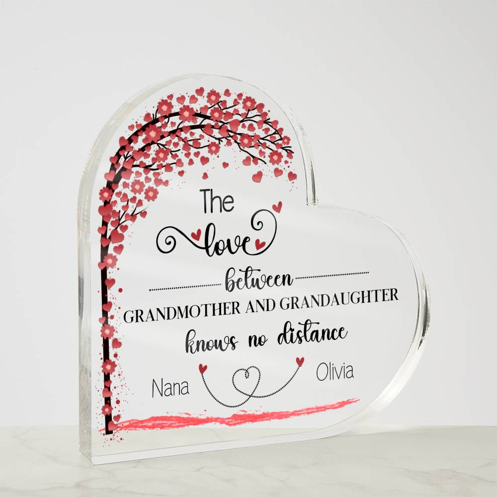Grandma Granddaughter Distance Heart Plaque-[Heartfelt Family Gift]