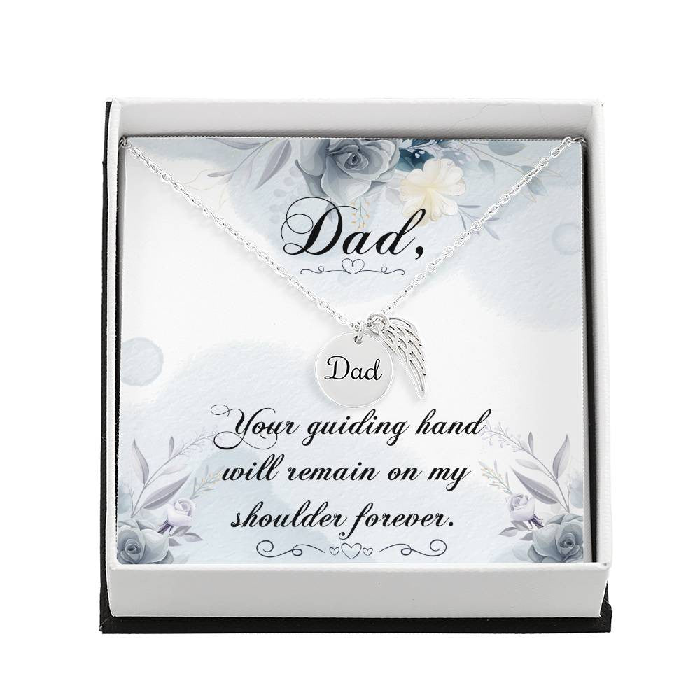 Dad Memorial Necklace Angel Wing Charm-[Heartfelt Family Gift]