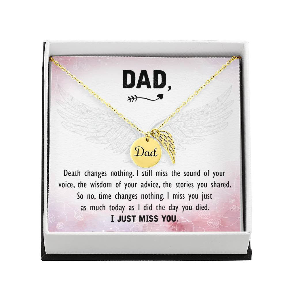 Dad Memorial Necklace Angel Wing Charm -Death changes nothing-[Heartfelt Family Gift]