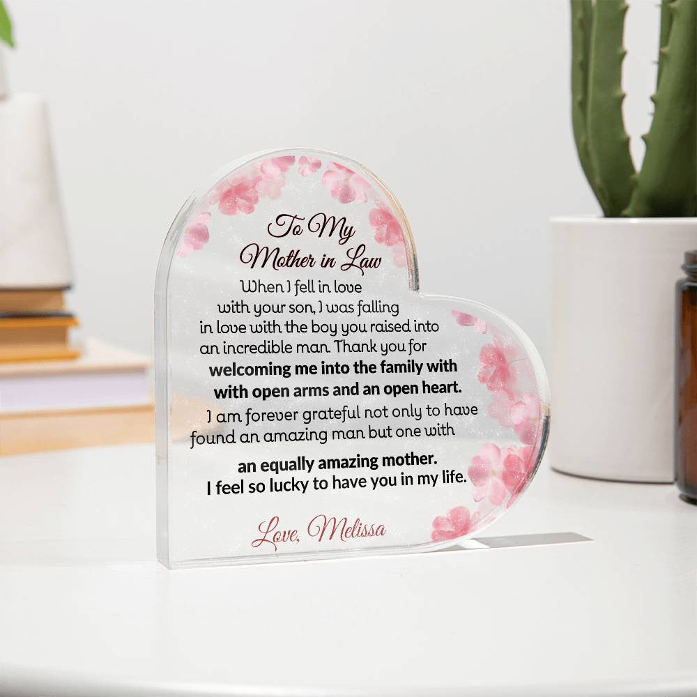 Mother in Law Heart Acrylic Plaque-[Heartfelt Family Gift]