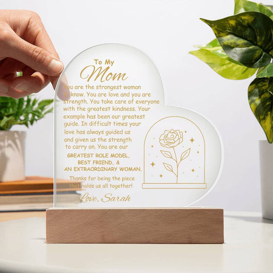 Mom Acrylic Heart Plaque Gift from Son Daughter-[Heartfelt Family Gift]