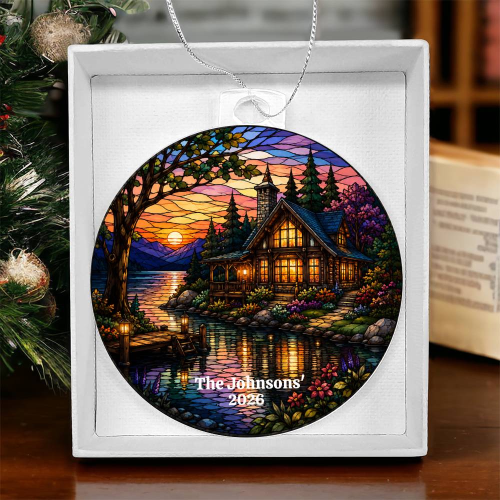 Personalized Lake House Christmas Ornament