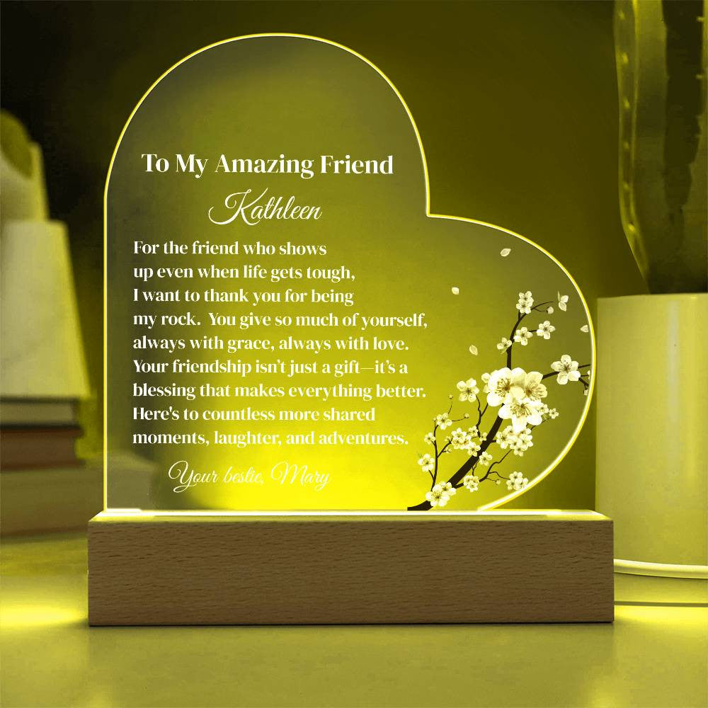 Best Friend Acrylic Heart Plaque Gift