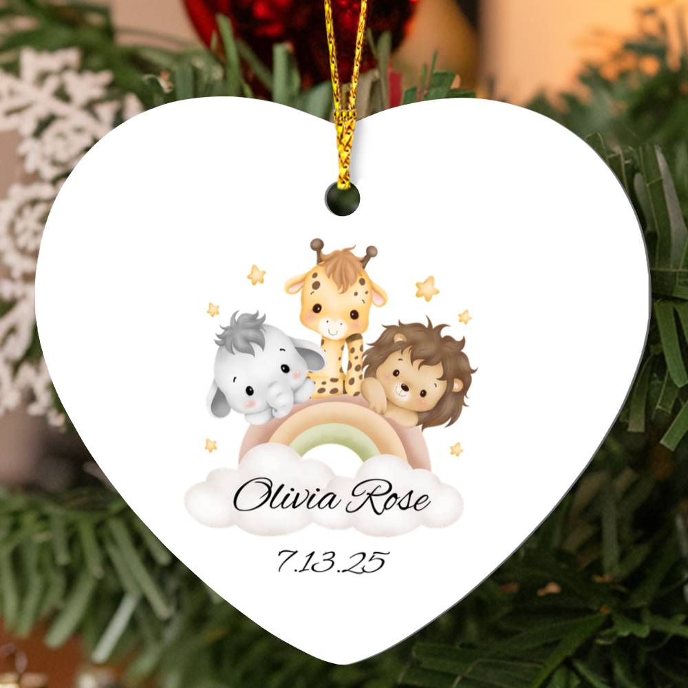 Baby Safari Animal Heart Ornament