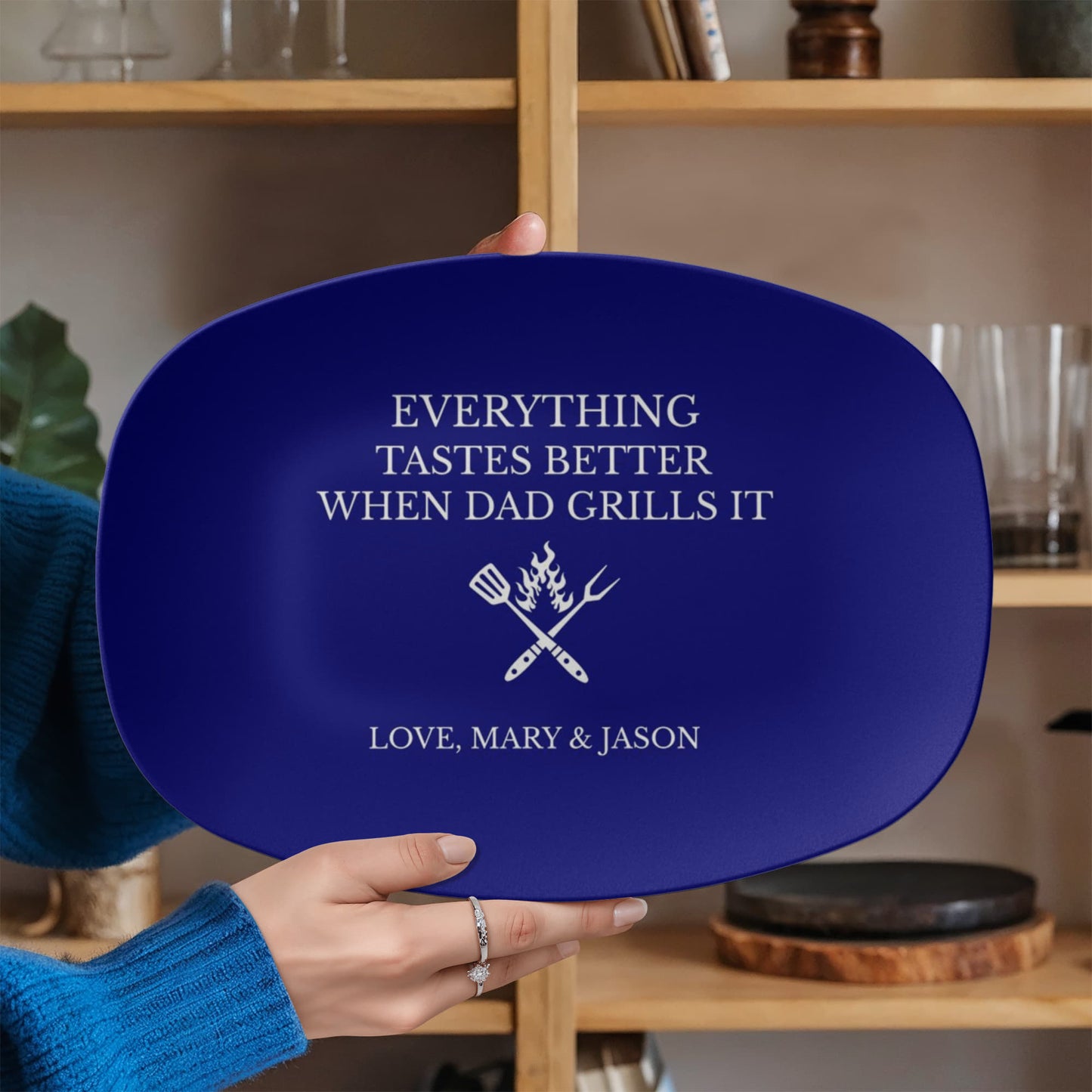 Personalized BBQ Platter, Gift for Dad, Everything Tastes Better Plate, Custom Grill Plate, Dad Grilling Gift, Father's Day Present