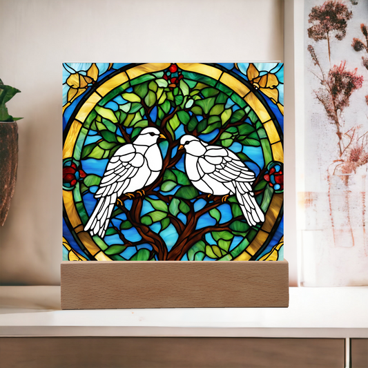 Peace Doves Acrylic Square Plaque-[Heartfelt Family Gift]