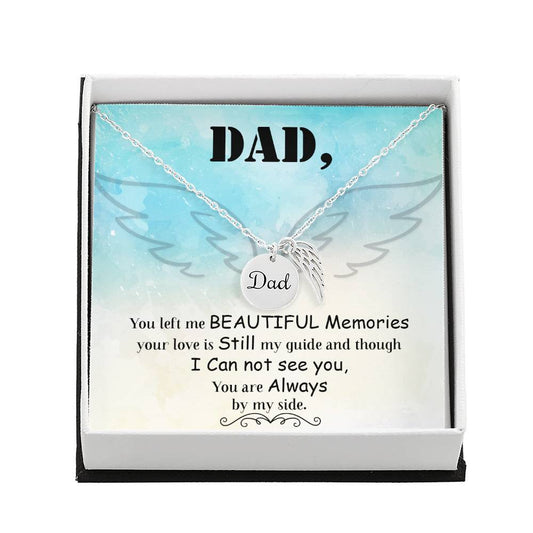 Dad Memorial Necklace Angel Wing Charm-[Heartfelt Family Gift]