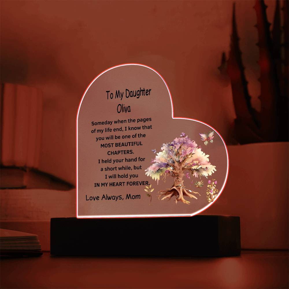 To My Daughter Personalized LED  Heart Plaque-[Heartfelt Family Gift]