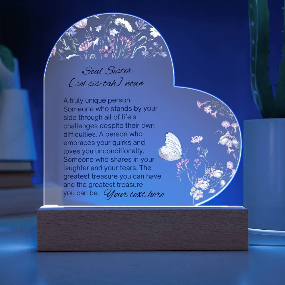 Soul Sister Acrylic Heart Plaque-[Heartfelt Family Gift]