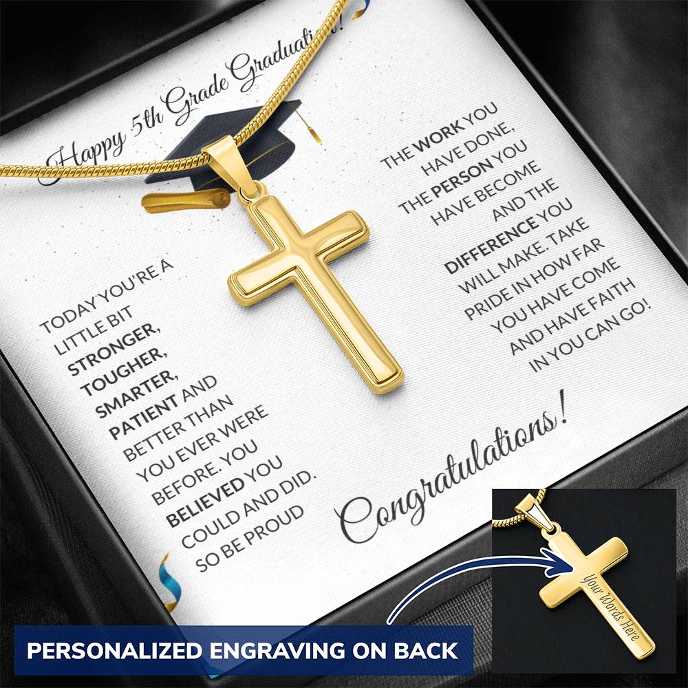 5th Grade Graduation Personalized Cross Necklace