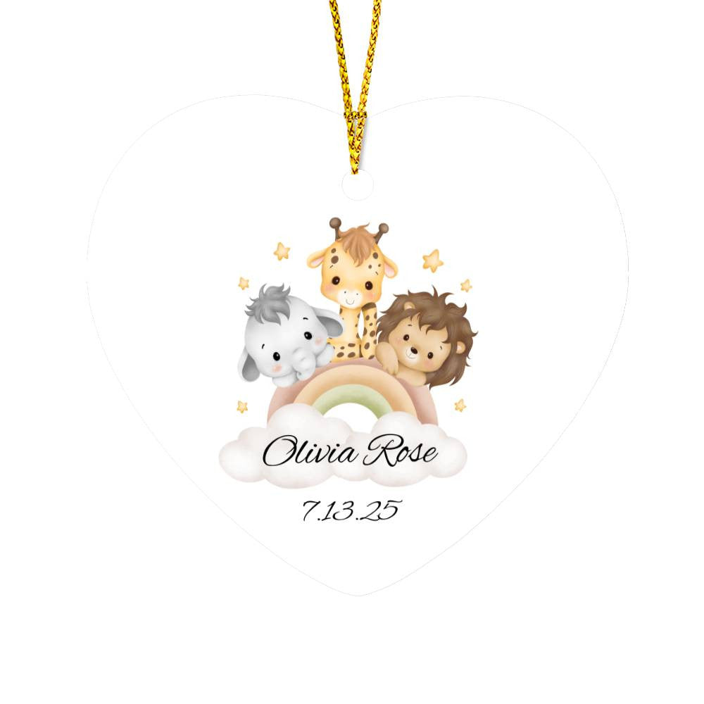 Baby Safari Animal Heart Ornament-[Heartfelt Family Gift]