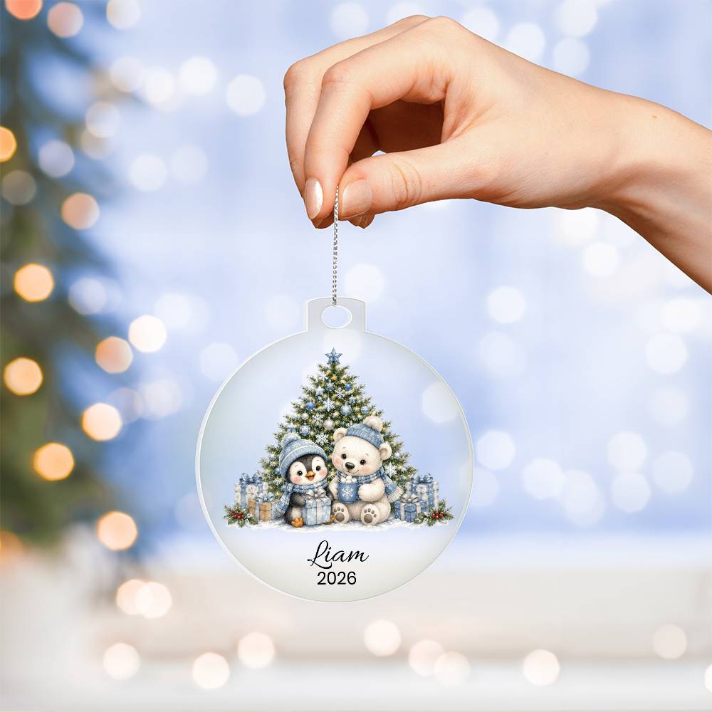 Polar Bear Penguin Kids Christmas Ornament