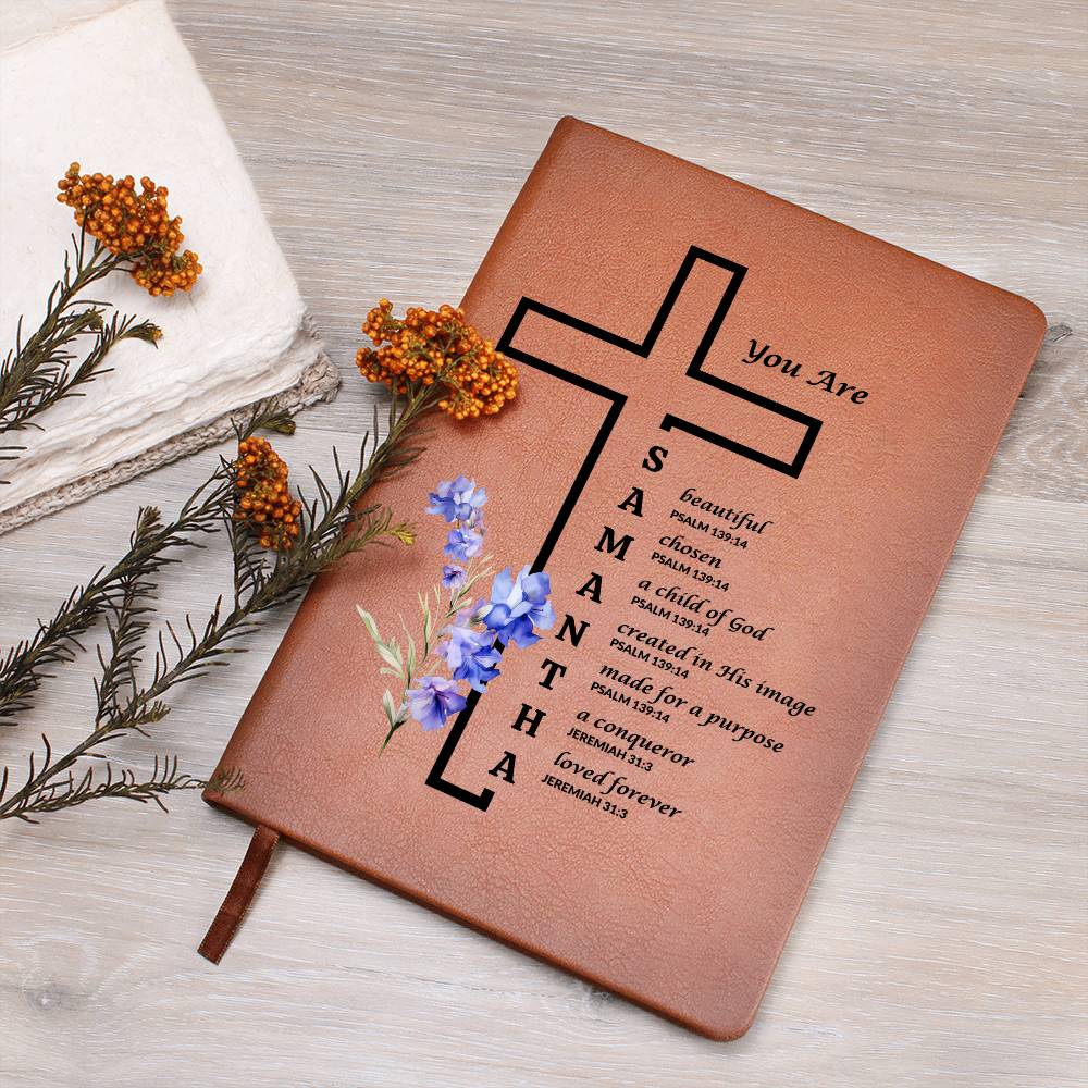 Vegan Leather Journal with Personalized Birth Flowe