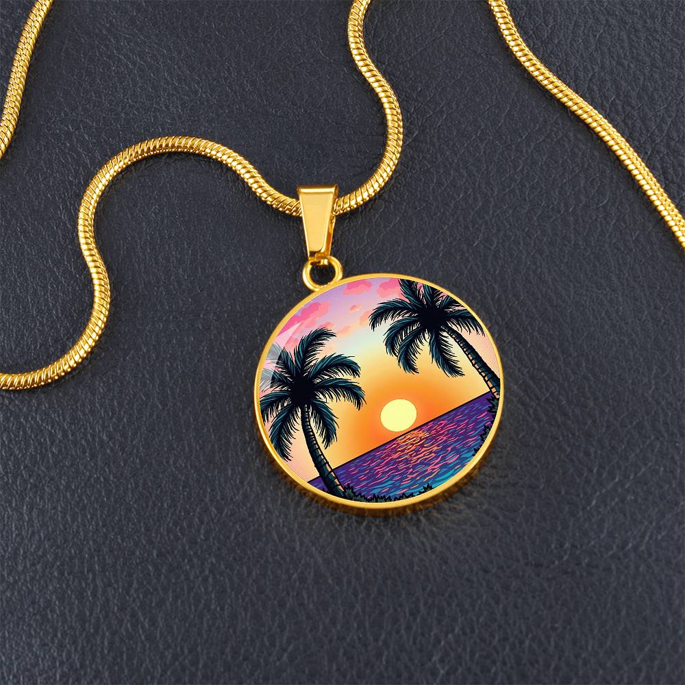 Palm Tree Beach Necklace with Engraving
