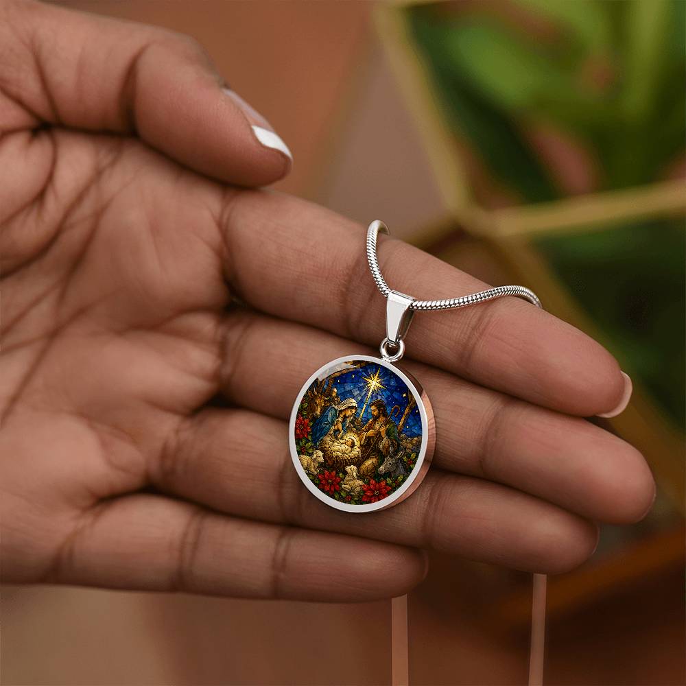Nativity Scene Necklace, Religious Jewelry Gift, Personalized Christmas Pendant