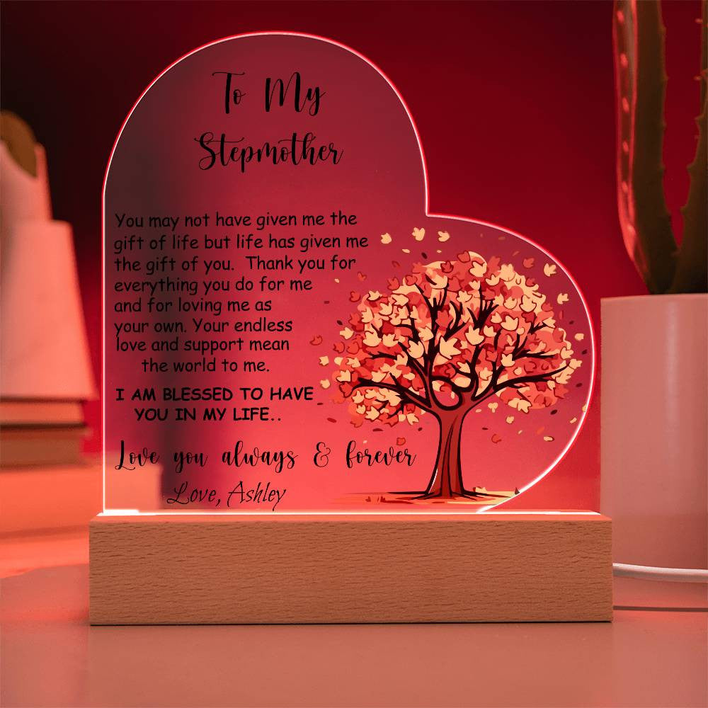 Stepmother Acrylic Heart Plaque Gift-[Heartfelt Family Gift]