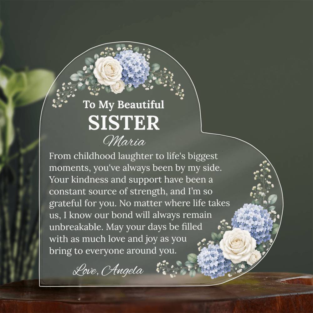Sister Heart Acrylic Plaque Gift