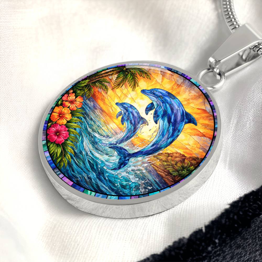 Dolphin Engraved Pendant Necklace