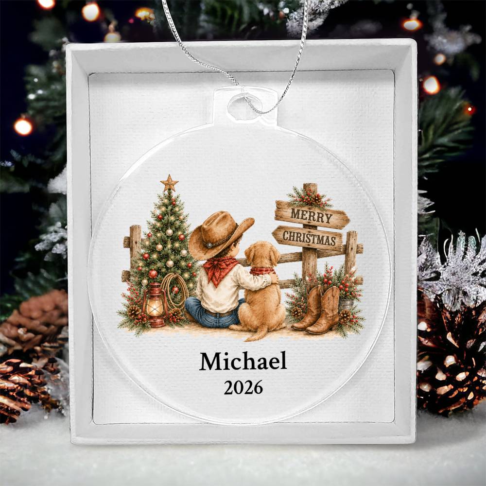 Cowboy Dog Christmas Ornament