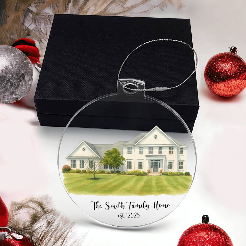 First Christmas In Our New Home Watercolor Portrait Ornament