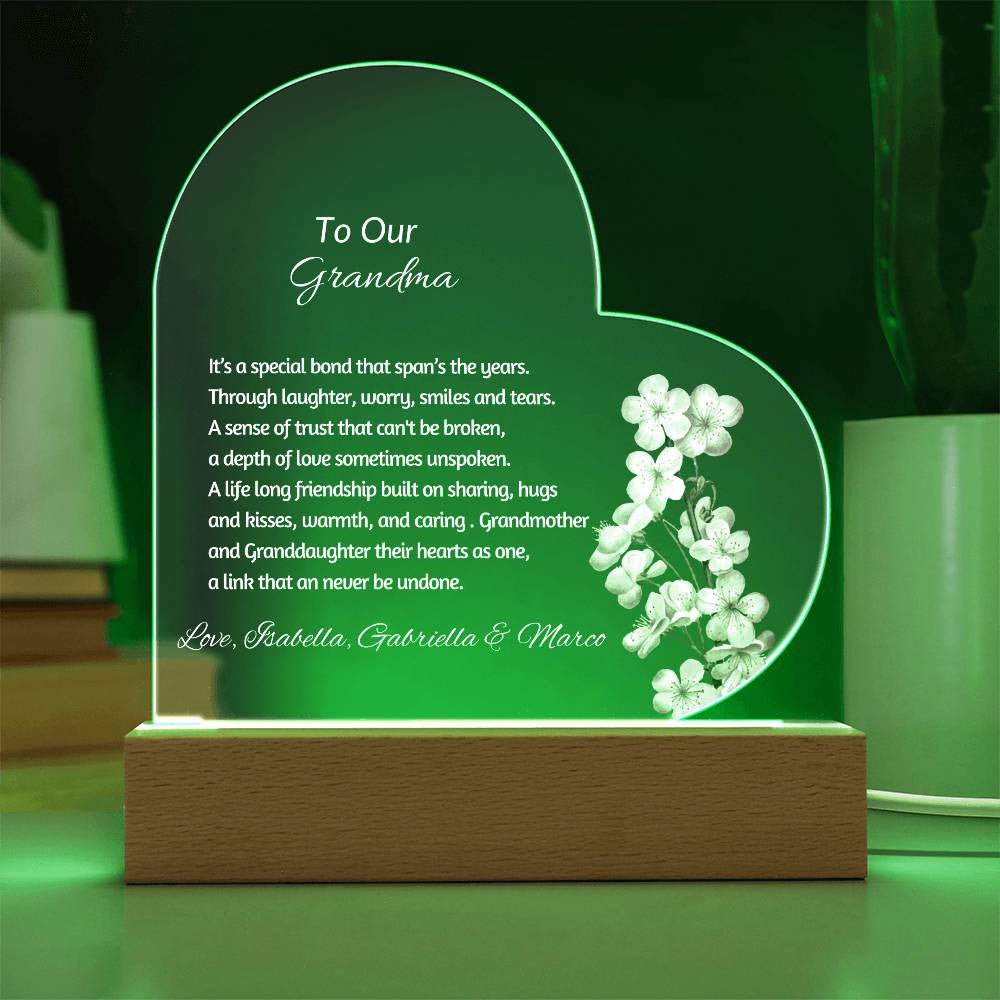 Grandmother LED Heart Plaque from Grandkids