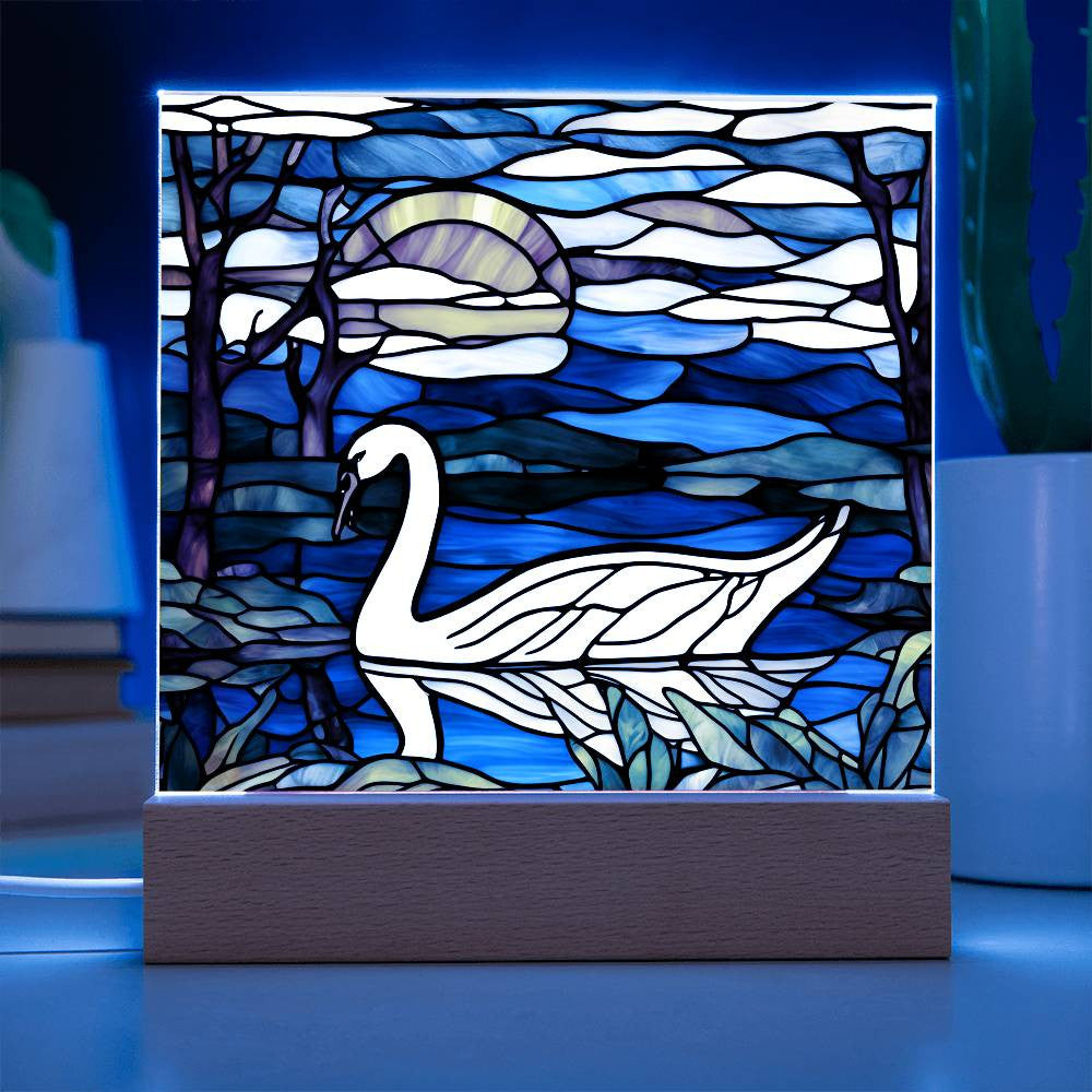 Swan Lake Scene Acrylic Square Plaque-[Heartfelt Family Gift]