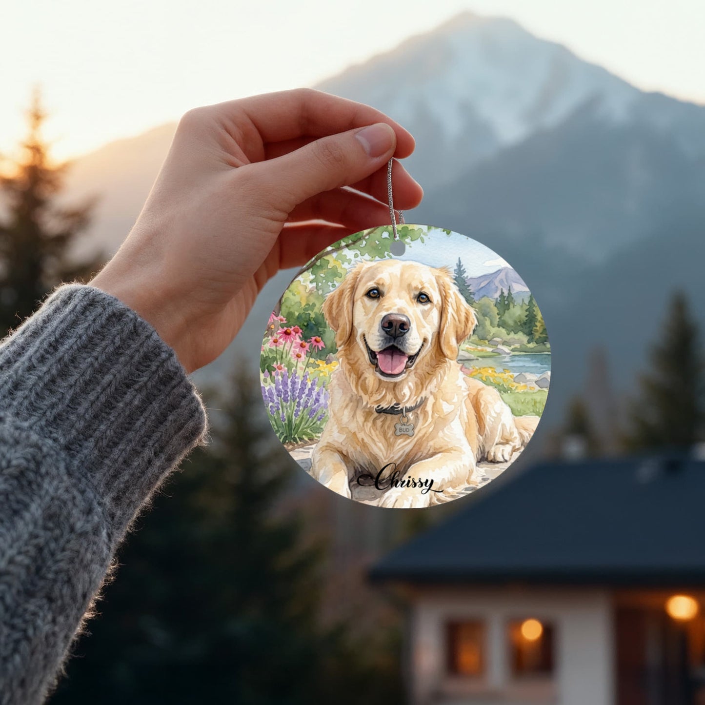 Watercolor Portrait Pet Photo Ornament