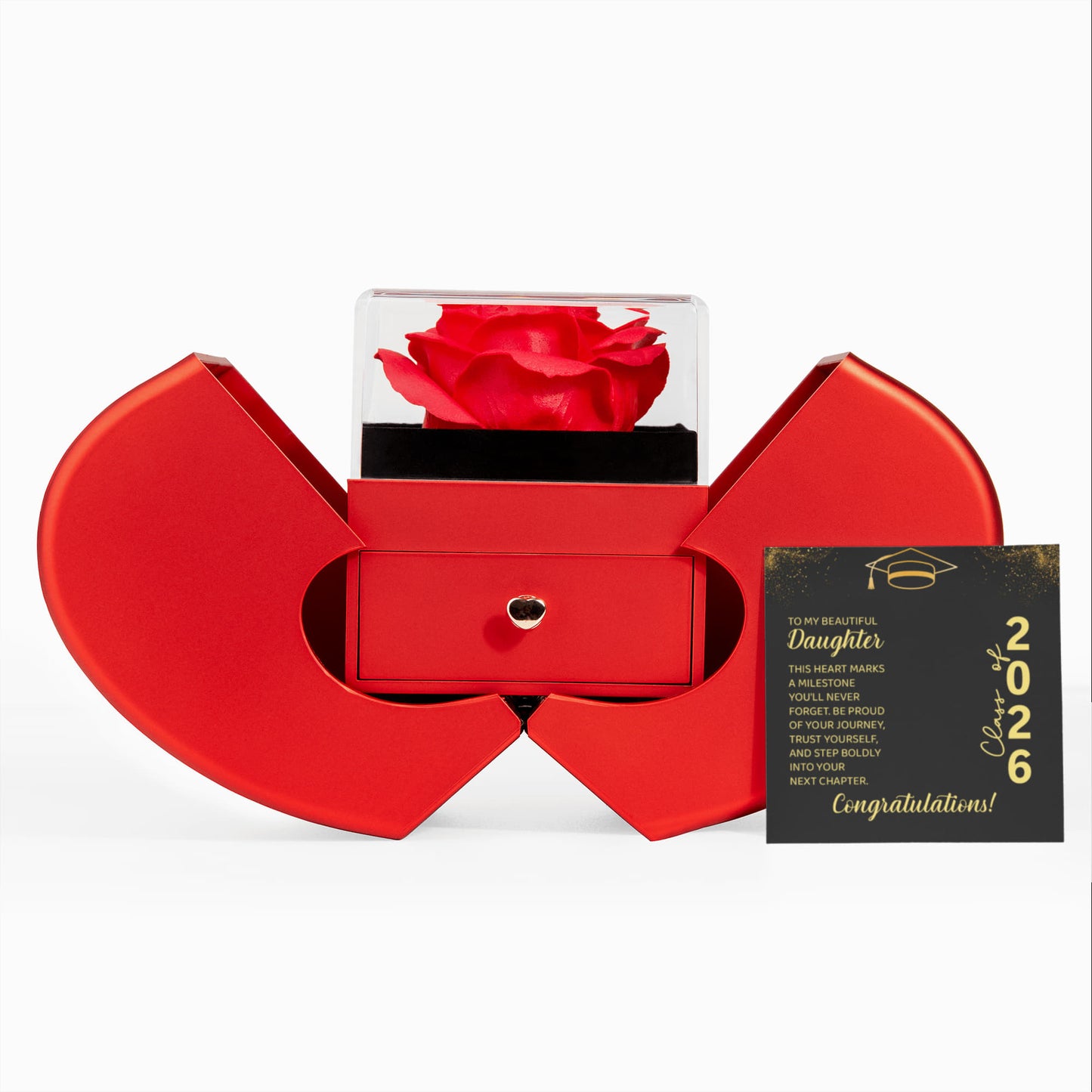Class of 2026 Graduation Necklace Rose Gift Box Set