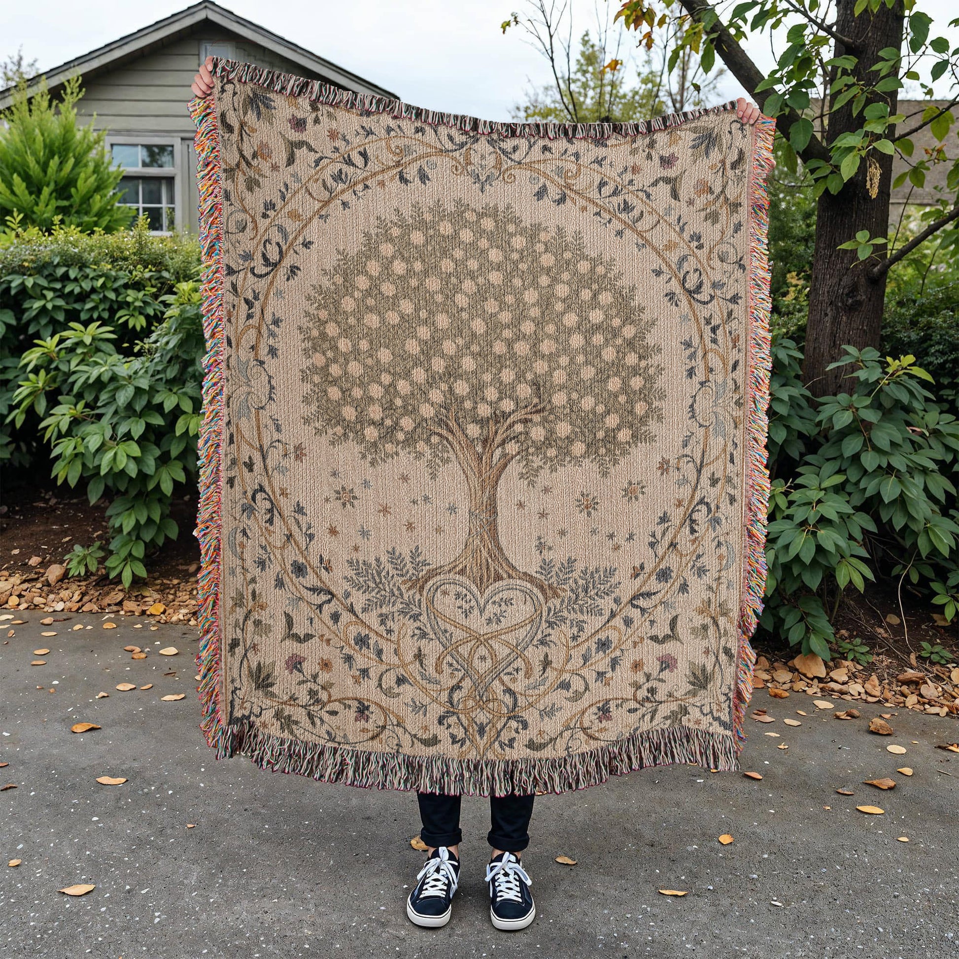 Tree of Life Floral Woven Blanket-[Heartfelt Family Gift]
