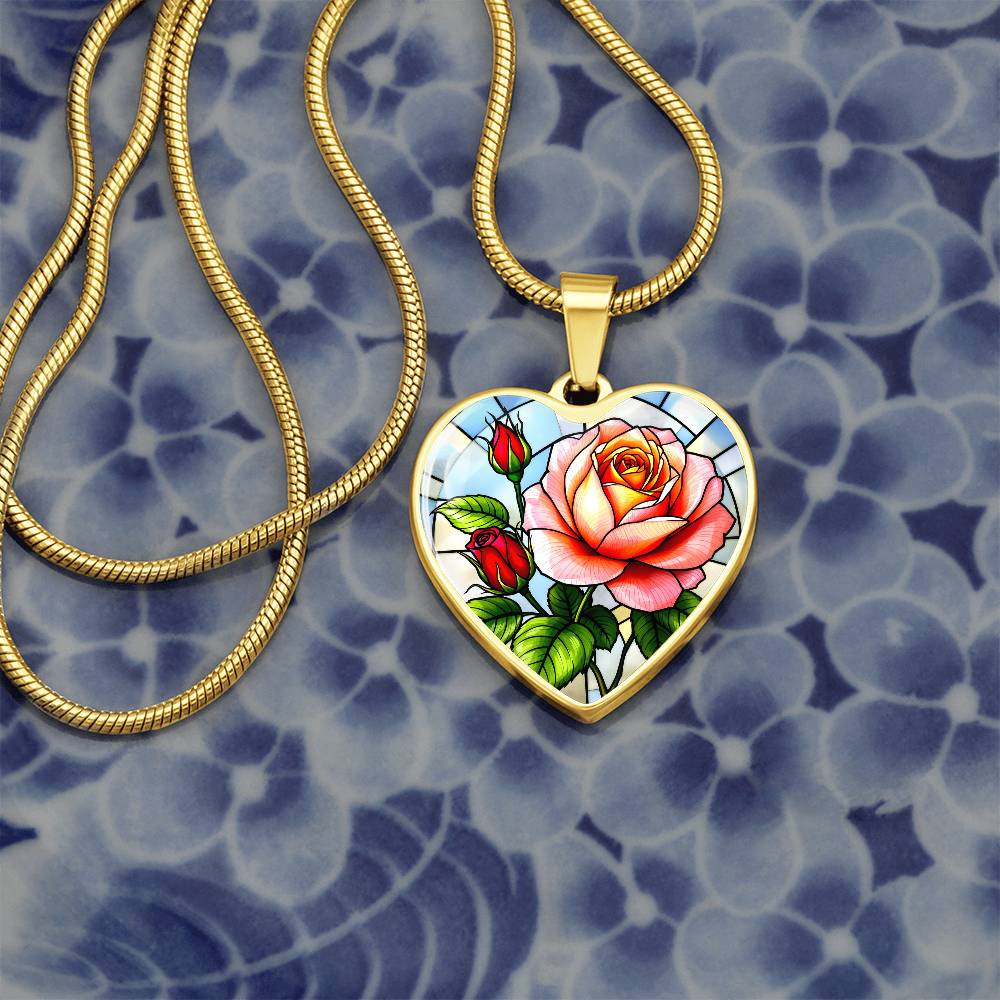 Rose Floral Necklace with Engraving
