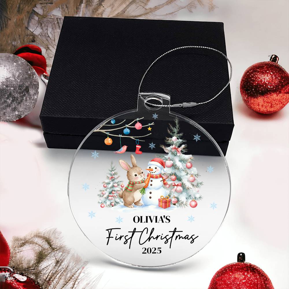 Baby's First Christmas Ornament, Personalized Acrylic Keepsake, Boy or Girl, Gift for New Parents, 2025 Baby Ornament