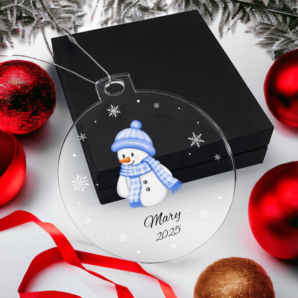 blue snowman christmas tree ornament Acrylic Ornament Plaque