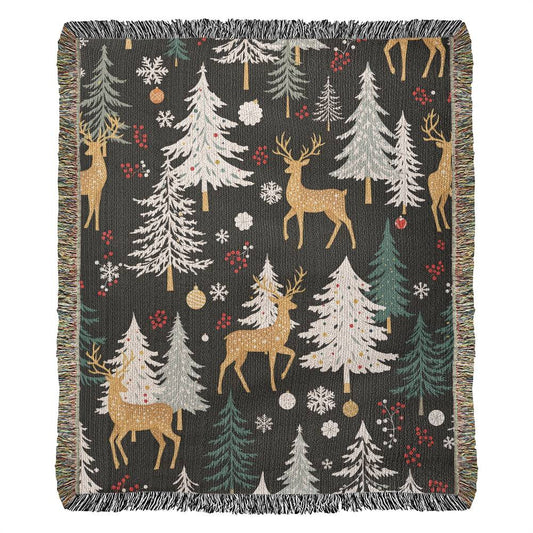 Woven Christmas Tree and Deer Blanket-[Heartfelt Family Gift]