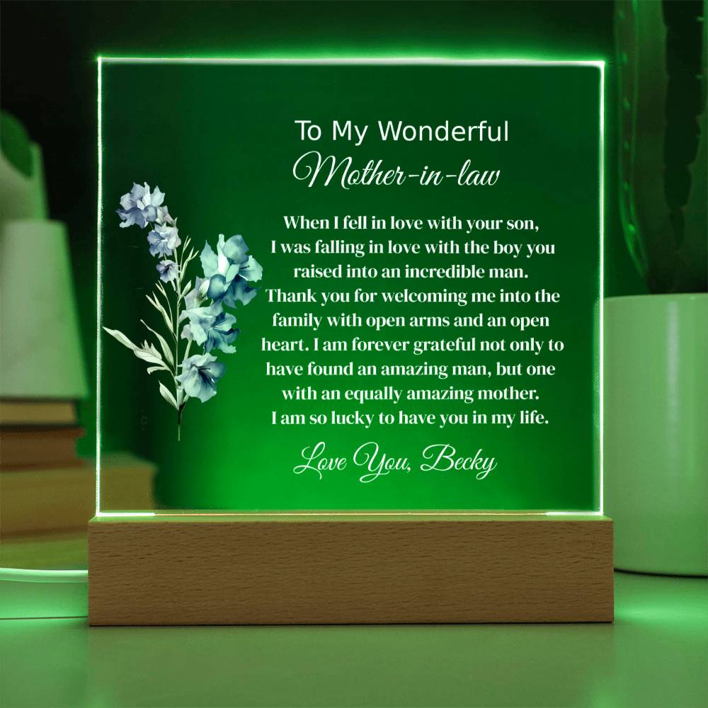 Personalized Mother In Law Lighted Plaque