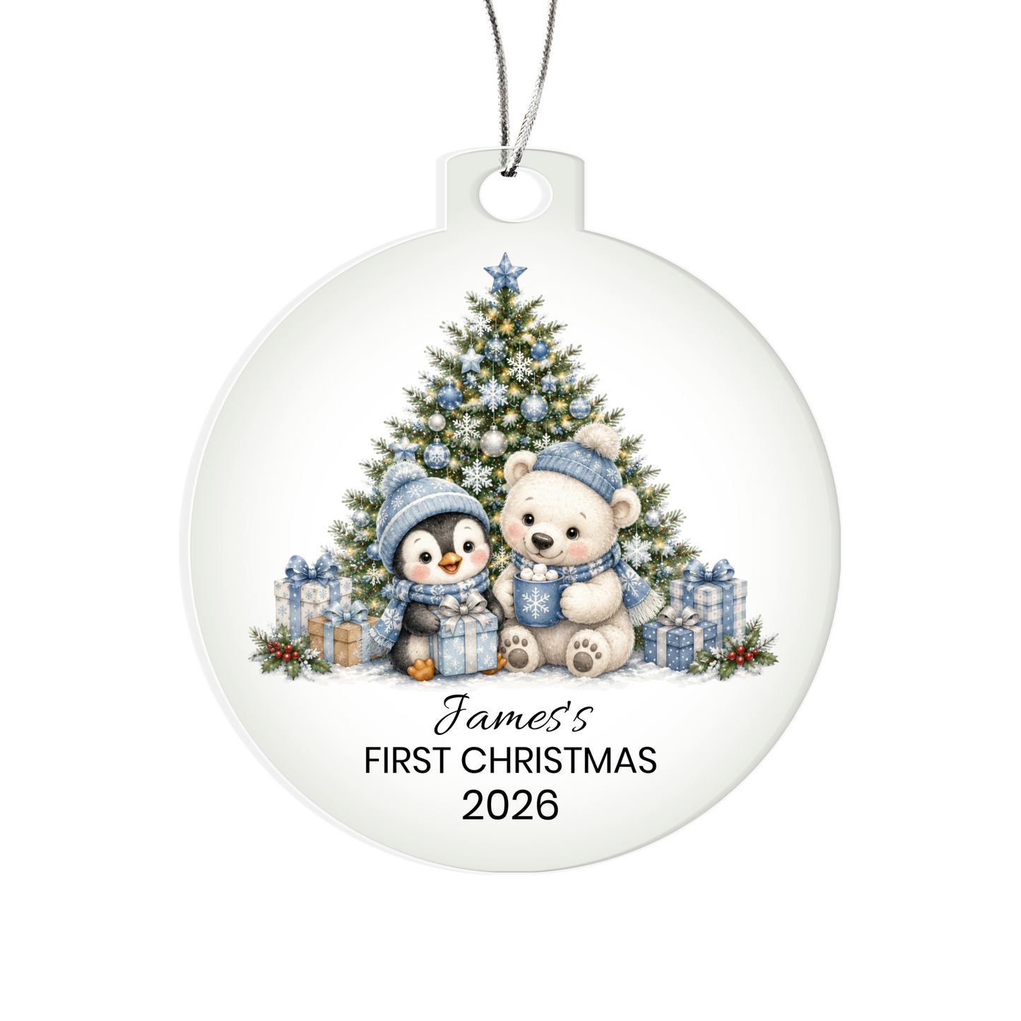 Polar Bear Penguin Kids Christmas Ornament