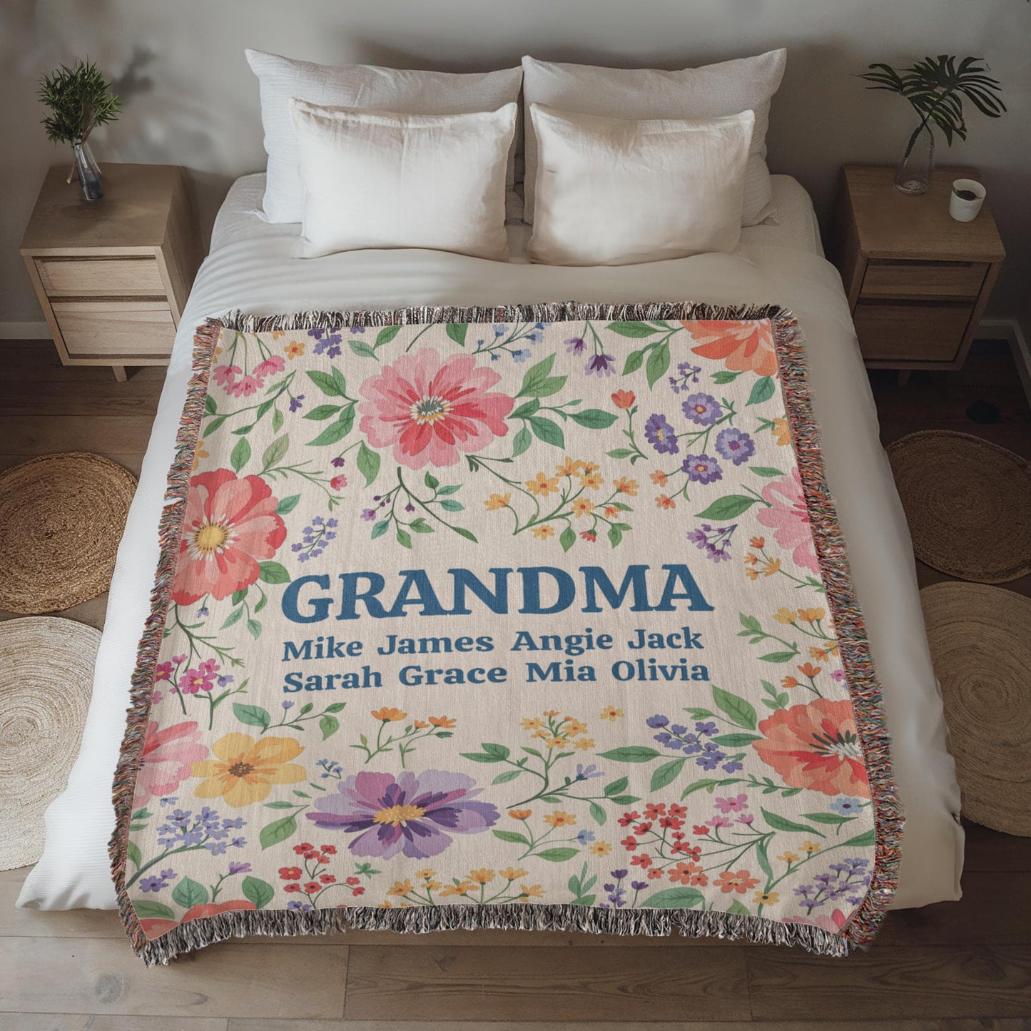 Personalized Grandma Floral Blanket-[Heartfelt Family Gift]